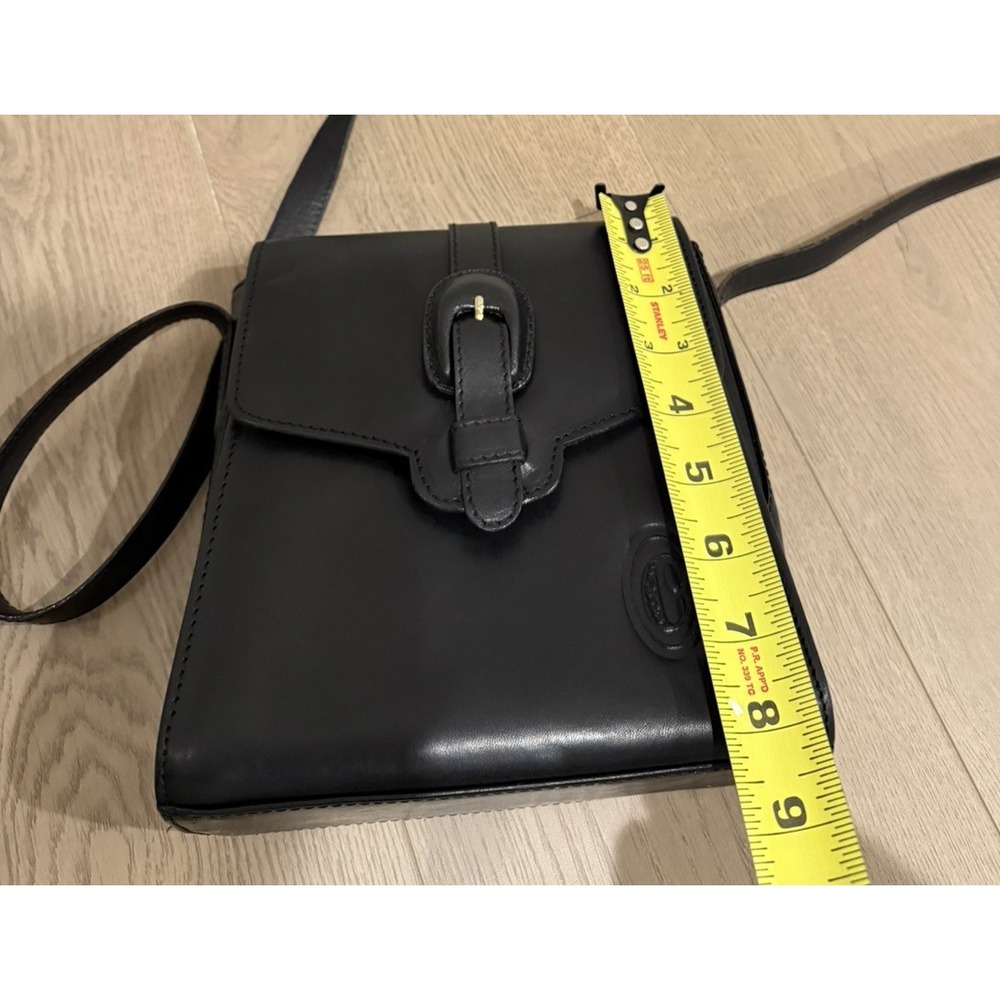 Ceancarel bag black vintage messenger bag shoulder Leather Buckle Square 80’s 70 - Picture 7 of 12